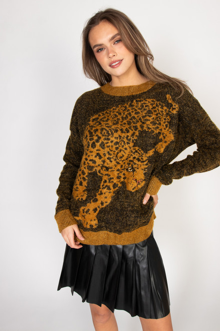 Recycled Cheetah 80s Style Sweater
