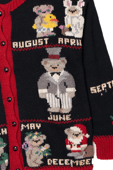 Vintage Monthly Festive Bears Calendar Sweater