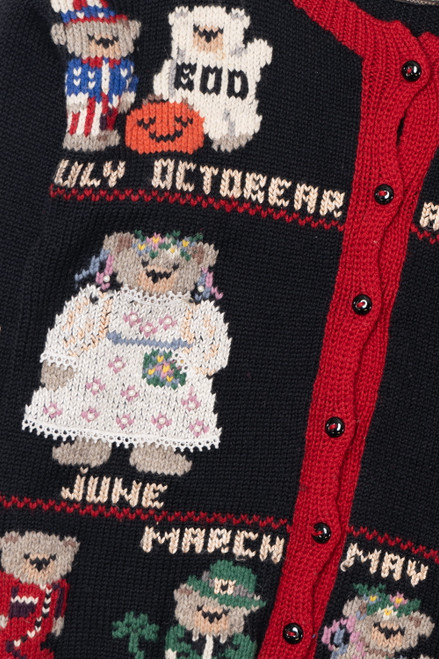 Vintage Monthly Festive Bears Calendar Sweater