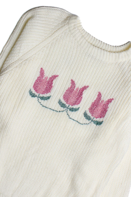 Vintage Cross-Stitch Tulip 80s Sweater (1980s) 4350