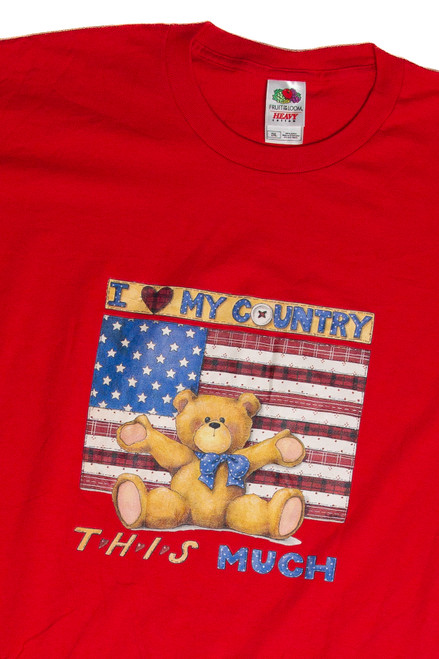 Vintage I Love My Country Teddy Bear T-Shirt