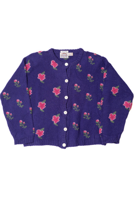 Vintage Purple Floral Cambridge Dry Goods Company Cardigan Sweater