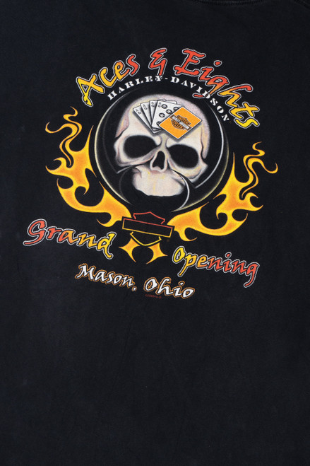 Vintage Skull "Aces &Eights" Mason, Ohio "Grand Opening" Harley Davidson T-Shirt