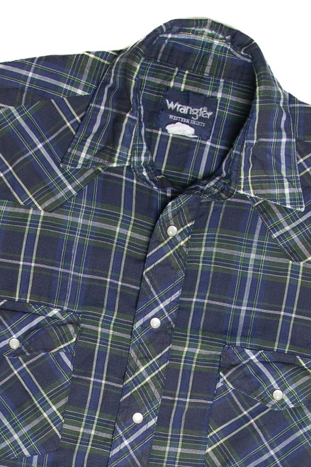 Recycled Wrangler Blue and Green Button Up Shirt