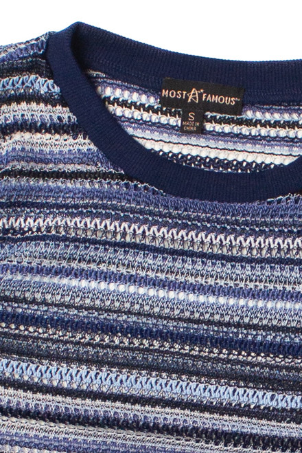 Striped Crochet Bell Sleeve Sweater