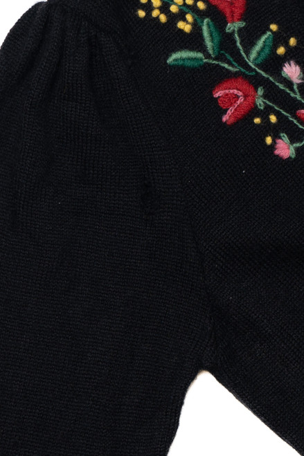 Vintage Hand Embroidered Floral Knit Sweater