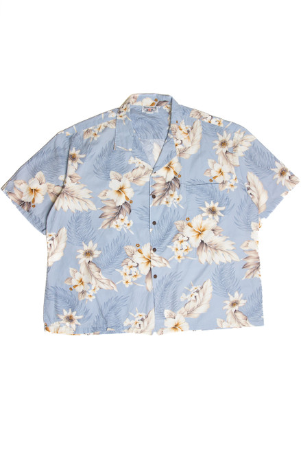 Vintage Pacific Legend Light Blue Floral Hawaiian Shirt