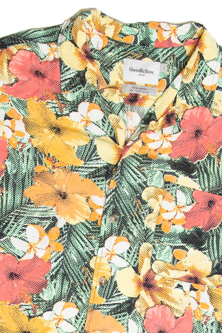 Recycled Goodfellow Red and Orange Flower Hawaiian Shirt