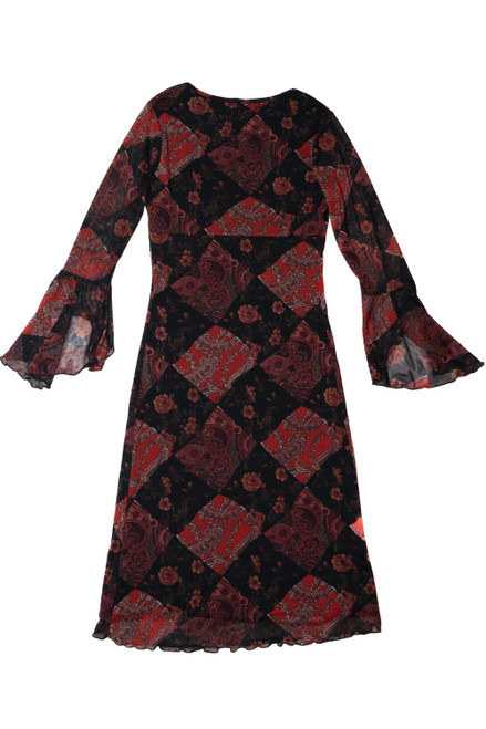 Vintage Patchwork Print Peasant Sleeve Dress