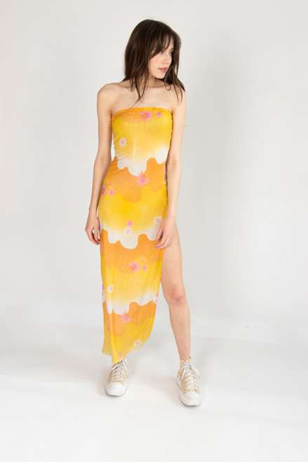 Vintage Y2K Floral Maxi Beach Cover-Up Dress