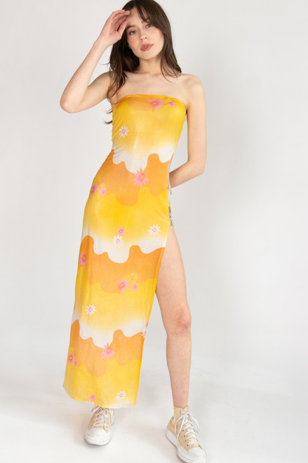 Vintage Y2K Floral Maxi Beach Cover-Up Dress