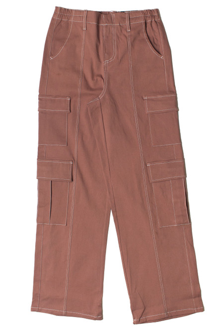 Brown Wide Leg Cargo Pants