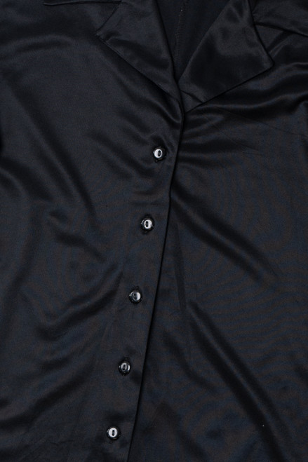 Vintage Italian Black Silky Button Up Shirt