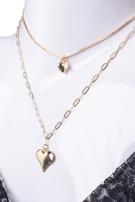 2 Piece Heart of Gold Necklaces