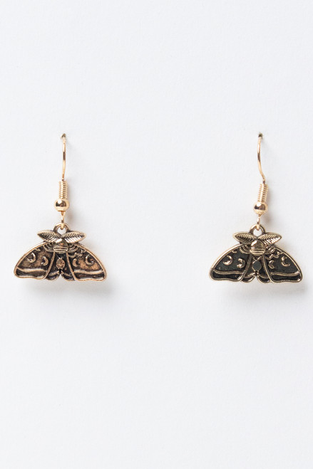 Gold Lunar Moth Earrings