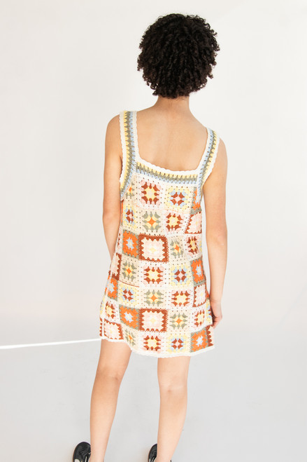 Crochet Granny Square Mini Dress