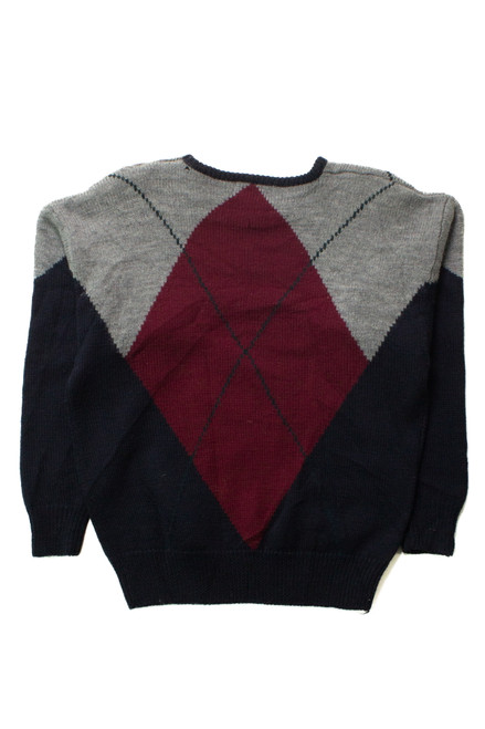 Vintage Shoulder Button Argyle 80s Sweater 4360