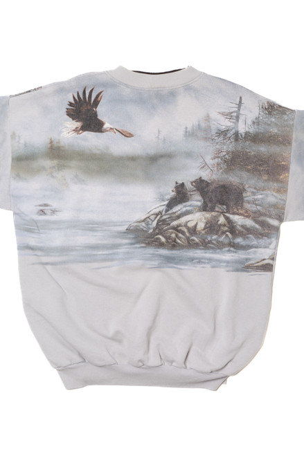 Vintage Eagle And Bears Nature All Over Print Sweatshirt