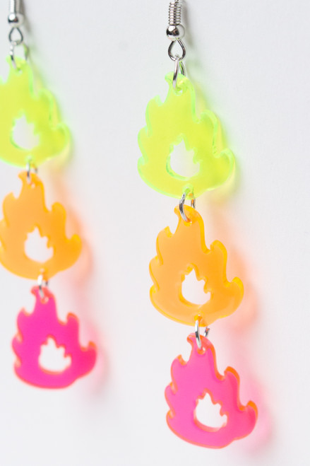 Neon Flame Earrings
