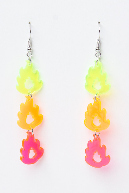 Neon Flame Earrings