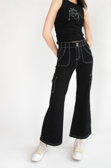 High Waisted Flared Cargo Pants