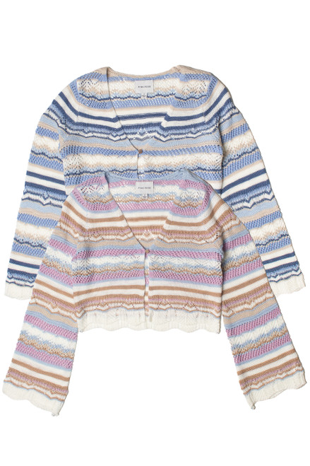 Striped Pointelle Cardigan