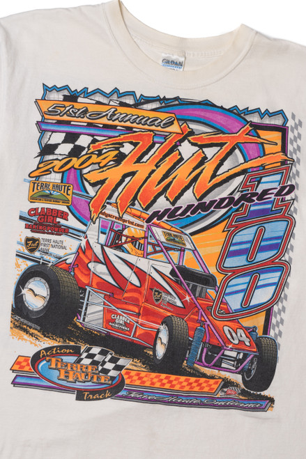 Vintage 2004 "51st Annual Hut Hundred" Racing Front/Back Print T-Shirt