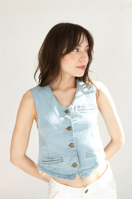 Light Wash Denim Vest