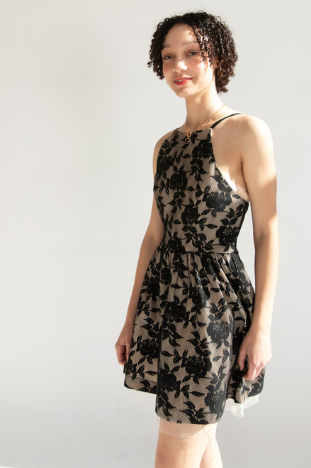 INA Black Floral Lace Dress