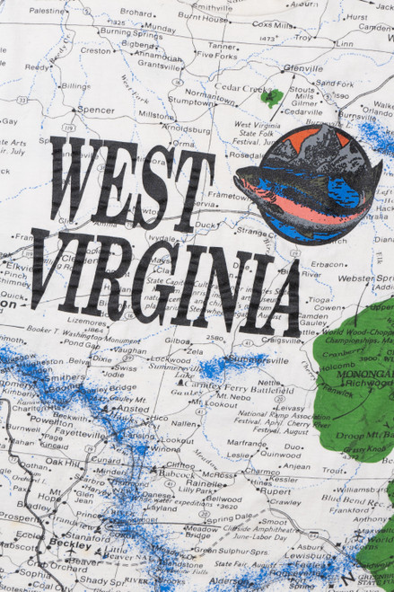 Vintage West Virginia All Over Print Map T-Shirt