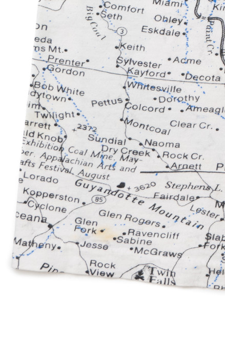 Vintage West Virginia All Over Print Map T-Shirt