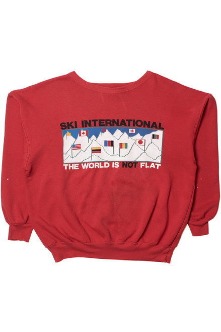 Vintage "Ski International The World Is Not Flat" Sweatshirt