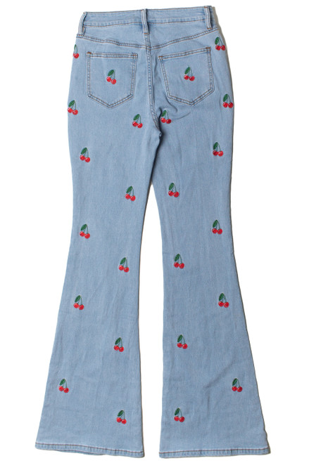Embroidered Cherry Flare Jeans