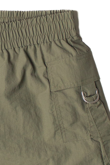 Army Green Parachute Cargo Shorts