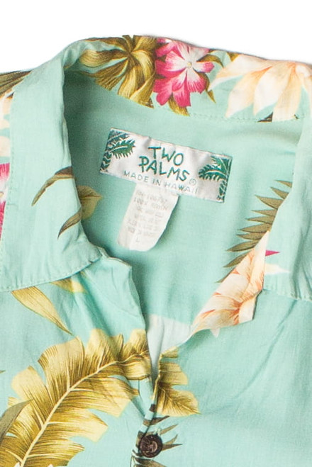 Vintage Two Palms Tropical Floral Hawaiian Shirt