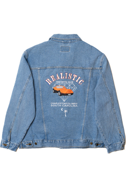 Vintage "Realistic Corvette Club" "Les Super" Embroidered Denim Jacket