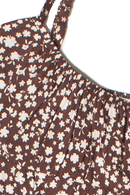 Brown Ditsy Floral Midi Dress