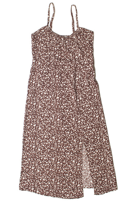 Brown Ditsy Floral Midi Dress