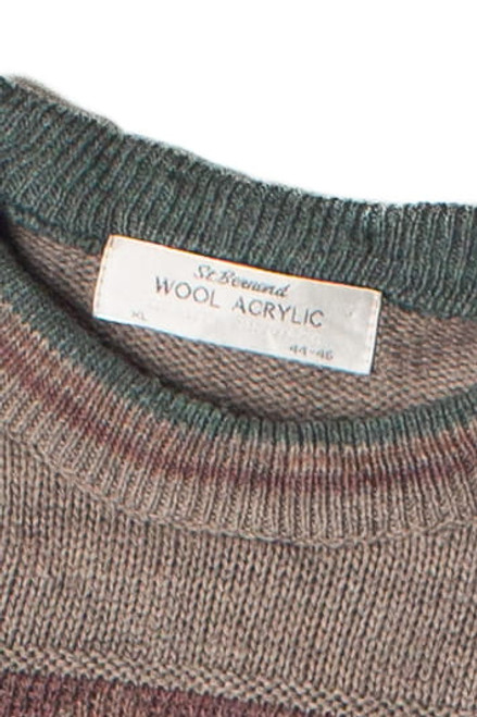 Vintage St. Bernard Abstract Multi Knit Striped 80s Sweater