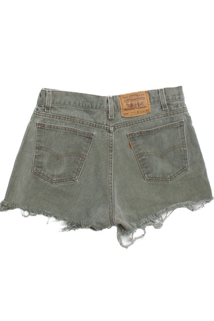 Vintage Levi's 550 Orange Tabs Olive Cut Off Denim Shorts