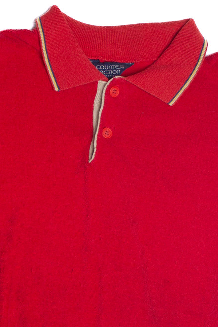 Vintage Terry Cloth Long Sleeve Counter Action Polo Shirt