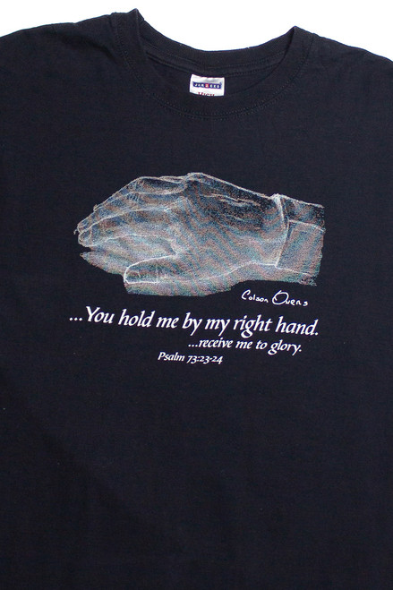 "You Hold Me By My Right Hand" Religious Front/Back Print T-Shirt