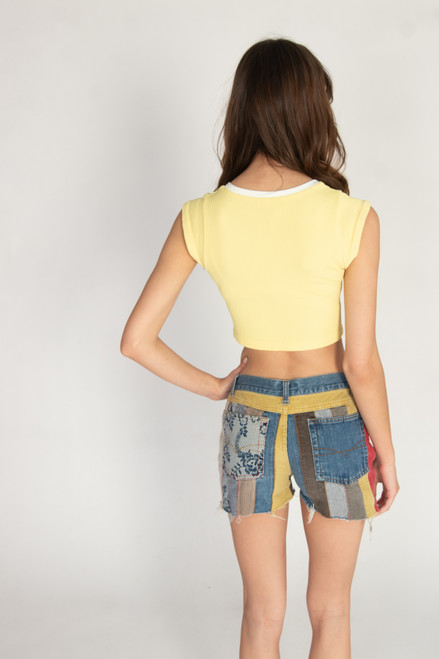 Vintage Corduroy Patchwork No Boundaries Cut Off Shorts