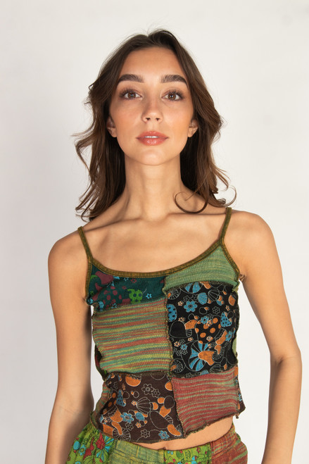 Knit Patchwork Crop Tank