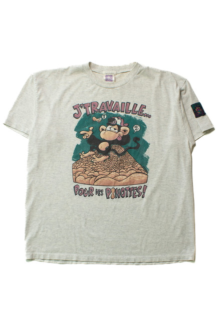 Vintage  J'Travaille pour des Pinottes T-Shirt (1990s)