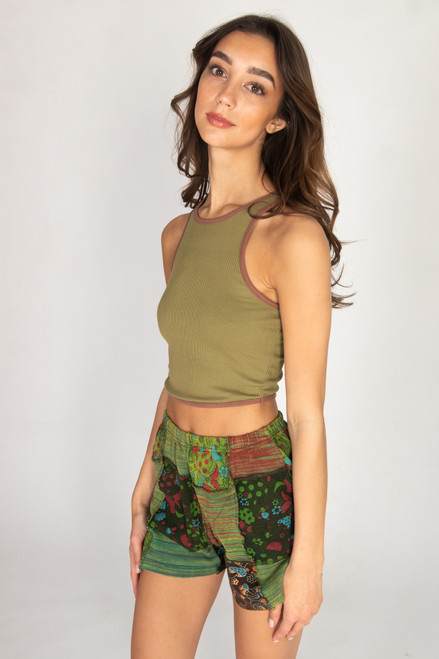 Contrast Earth Tones Crop Tank