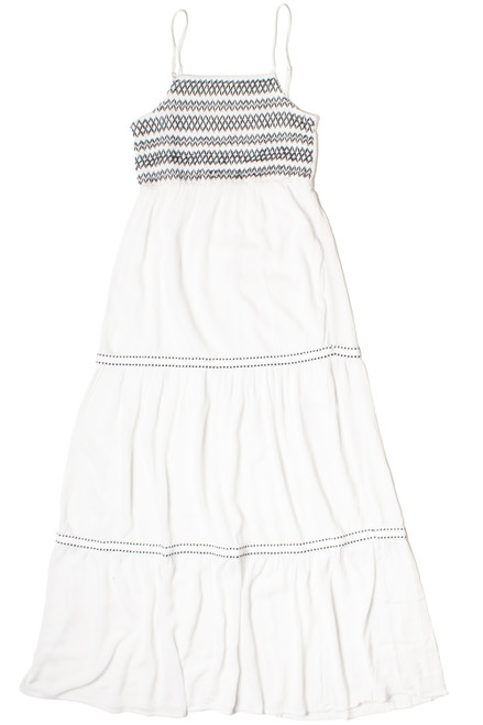 Embroidered Detail Gauze Tiered Maxi Dress