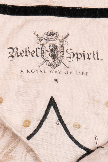 "Rebel Spirit" Rhinestone Affliction-Style Henley T-Shirt With Hoodie