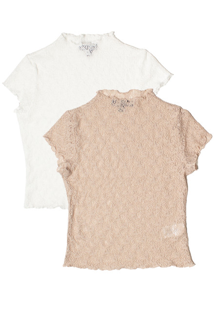 Mock Neck Lace Tee 