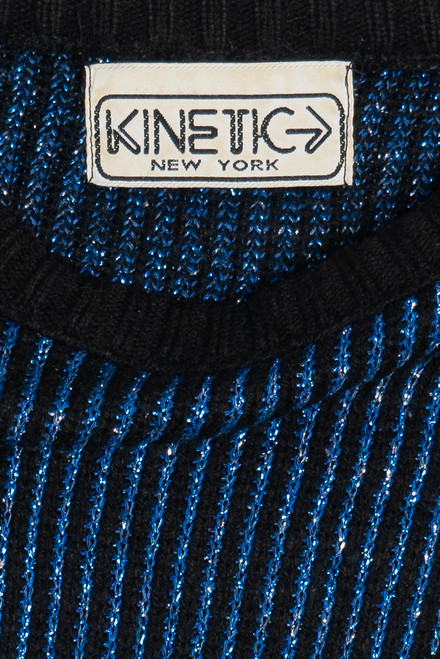 Vintage Blue Metallic Kinetic 80s Sweater
